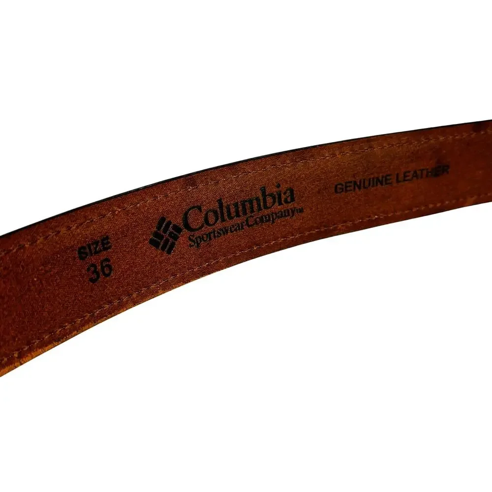 Men's Columbia brown leather belt classic business casual size 36
